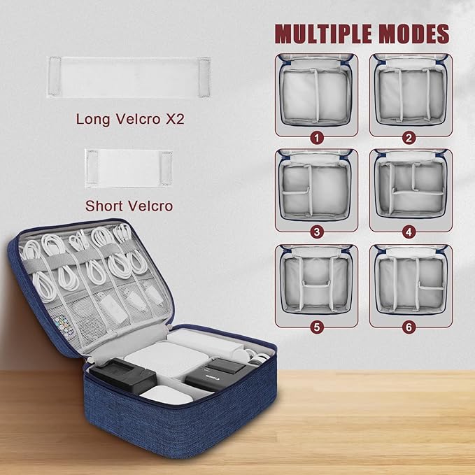 Electronic Organizer Travel Universal Cable Organizer Electronics Accessories Bag for Cable, Charger, Phone, USB, SD Card,1Pack