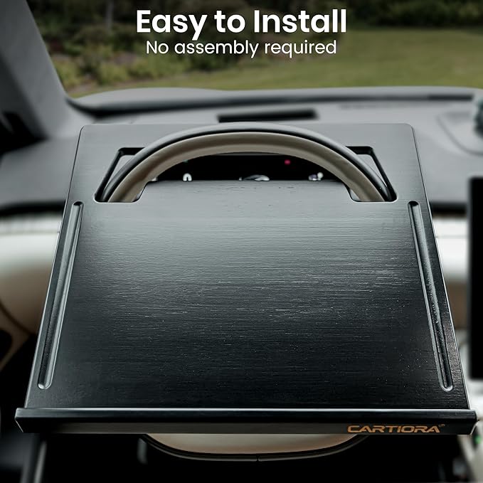 Essential Steering Wheel Tray - Car Table for Meal, Multipurpose Steering Wheel Table for Travelers, Table and Laptop Holder, Laptop Tray for Work