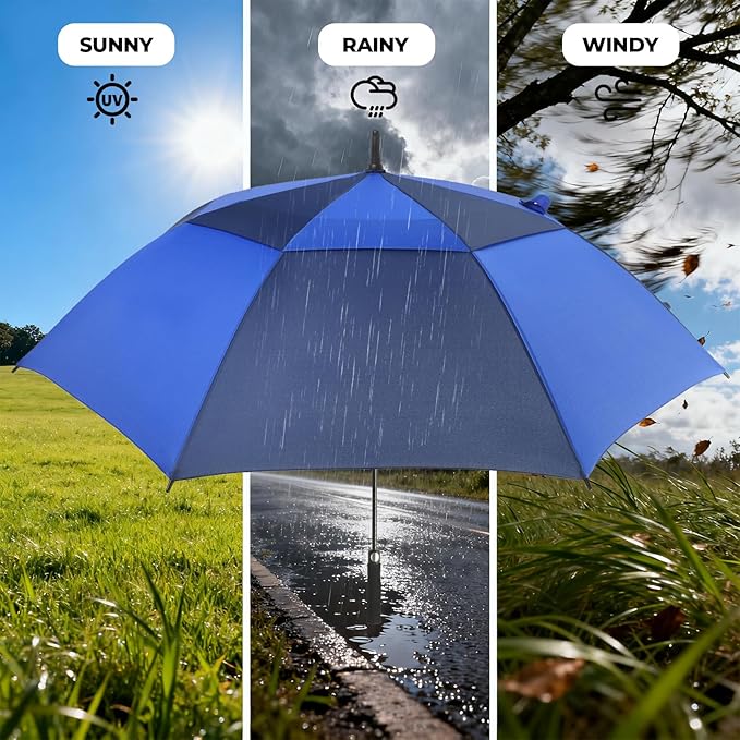 ZDSSM Automatic Open Golf Umbrella, 54/62/68/72 inch Extra Large Oversize Double Canopy Vented Stick Umbrellas, Windproof Waterproof Umbrella for Men And Women