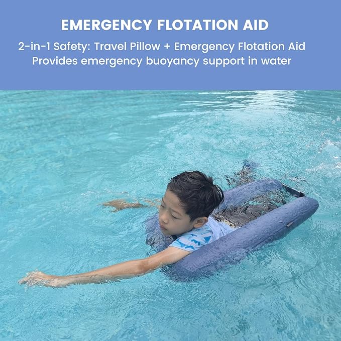 Car Pillow for Kids, Professional Kids Car Pillow for Sleeping Inflatable Carseat Travel - Safe, Reliable - Travel Pillows for Kid Adult Car Seats Blue