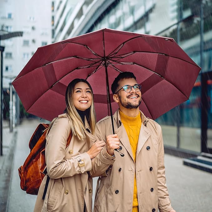 G4Free 42/46/54/62 Inch Large Golf Umbrella Compact Reverse Travel Umbrella 10 Ribs Windproof for Rain Double Canopy Automatic Open Close