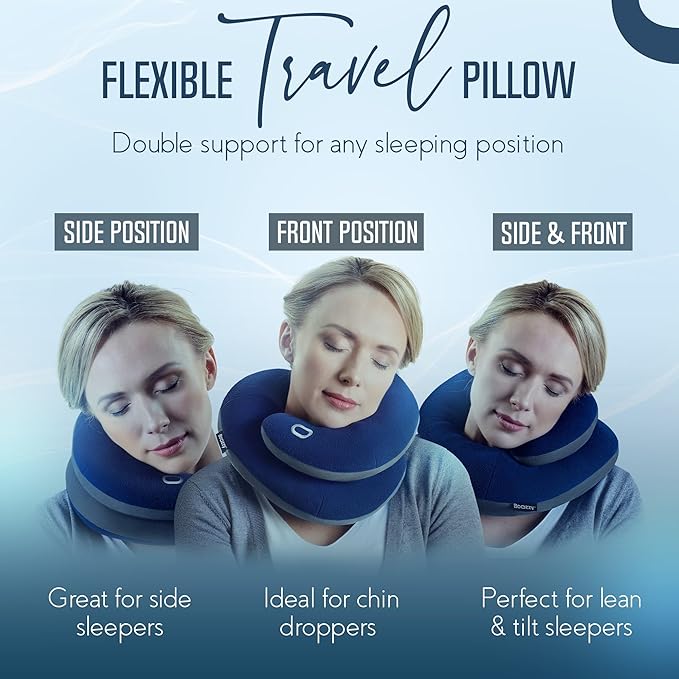 BCOZZY Neck Pillow for Travel Provides Double Support to The Head, Neck, and Chin in Any Sleeping Position on Flights, Car, and at Home, Comfortable Airplane Travel Pillow, Leopard