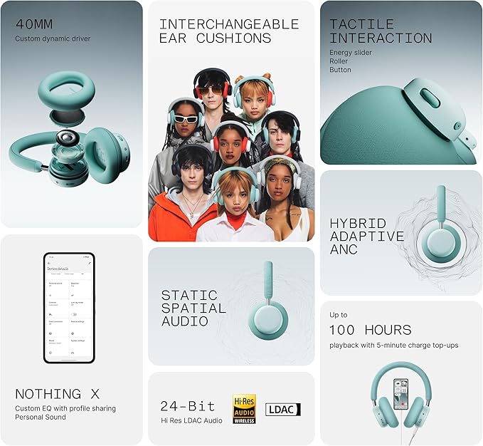 CMF by Nothing Headphone Pro Active Noise Canceling Wireless Headphones Bluetooth 5.4 Over The Ear Headset, 50H ANC Playtime, Bass&Treble Slider, Custom EQ&Spatial Audio, Hi-Res LDAC, Light Grey