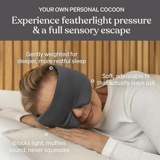 Baloo Silk Weighted Sleep Mask (Grey - 0.6 lb) | Light Blocking & Sound Muffling Eye Mask for Sleeping | Cool, Soft & Comforting