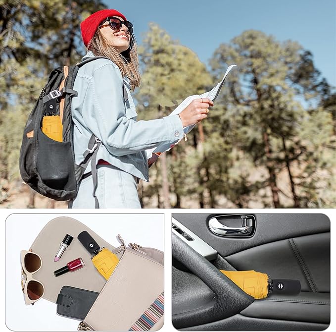 ZOMAKE Travel Umbrella Compact - 10 Ribs Portable Collapsible Umbrellas for Rain Windproof - Paraguas Automatic Small Folding Umbrella Lightweight Packable Umbrella for Women Men