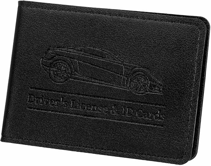 HARFINGTON Car Registration and Insurance Holder PU Leather Vehicle Glove Box Organizer Storage Accessories Car ID Holder with 10 Pockets for License ID Card Bank Card Documents, Black