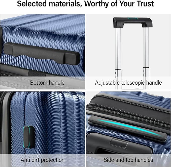 Hanke Expandable Hardshell Luggage Sets 3 Piece Extra Large Suitcases with Lock,28 Inch Luggage with Spinner Wheels, PC Travel Suitcase for Women Men 20 24 29Inch,Dark Blue