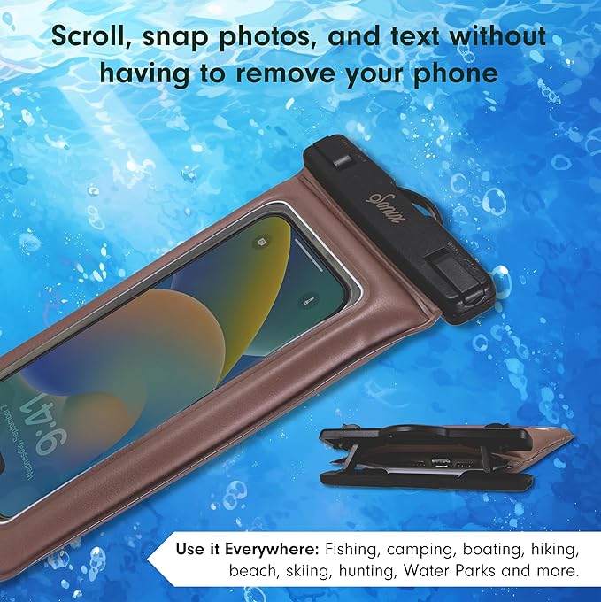 Sonix Waterproof Phone Pouch - Floating Phone Case Dry Bag w/Crossbody Lanyard - Beach Cruise Travel Essentials - Compatible w/All Devices, Touchscreen Friendly | Mocha