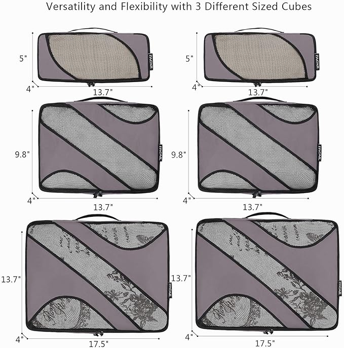 BAGAIL 6 Set Packing Cubes,Travel Luggage Packing Organizers