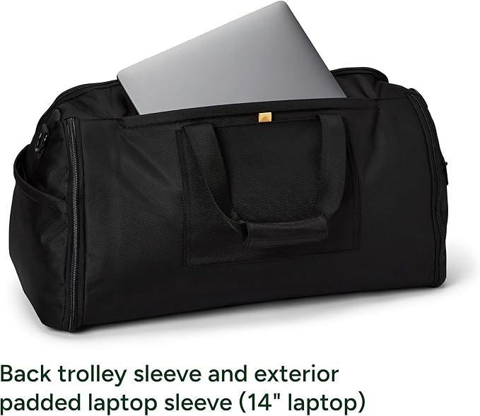 Halfday Convertible 2-in-1 Premium Garment Duffel Weekender Bag 40L | Wrinkle-Free Travel, Hanging Suit Compartment, Shoe Pockets, Trolley Sleeve. Balistic Nylon Carry-On, Jet