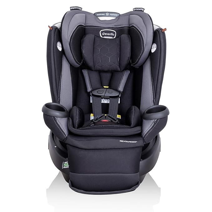 Evenflo Revolve360 Extend Convertible Car Seat with 360 Degree Rotation, Extended Rear-Facing, Forward-Facing, Booster Mode, and Secure Latch Install, Revere Gray