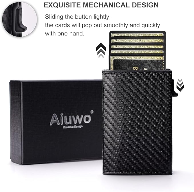 Aiuwo Airtag Wallet for Men,Mens Wallet Card Holder,Smart,Slim,Minimalist Wallet,Credit Cards Holder RFID Blocking Wallet (Airtag Wallet, Carbon Fiber)