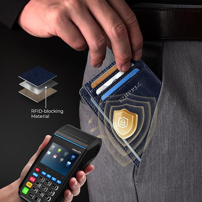 RUNBOX Slim ID Cases Minimalist Front Pocket RFID Blocking Leather Wallets for Men and Women Card Holder Wallets Gifts for men