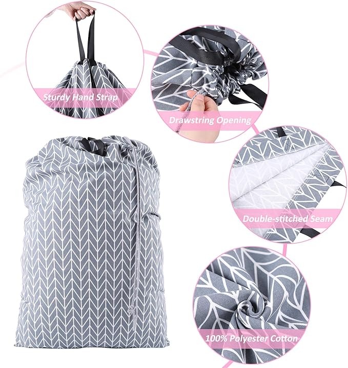 SWISSELITE Laundry Bag with Handle and Drawstring, Large Heavy Duty Laundry Bag, 28 x 40 Inches Travel Dirty Clothes Bag for Laundromat and Household