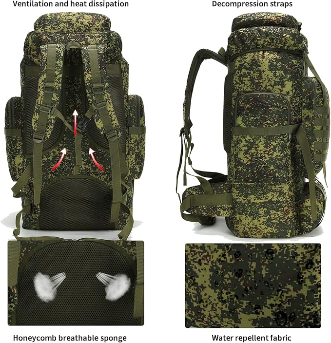 Hiking Backpack for Men 70L/100L Camping Backpack Military Rucksack Molle 3 Days Assault Pack for Climbing