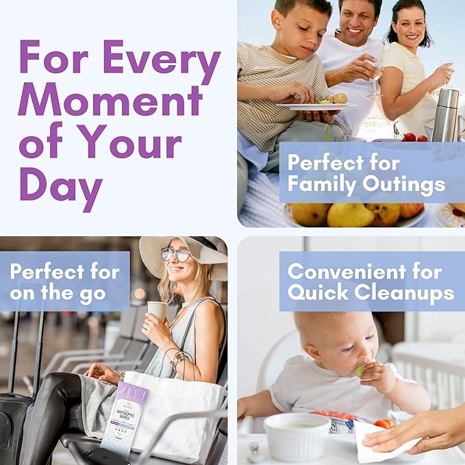 Nurture XL Antibacterial Body & Hand Wipes | Alcohol-Free Antiseptic Wet Sanitizer Towelettes for Germ Removal, Disinfecting Skin, Sanitizing Hands |Cleaning Cloths | Adults & Baby | Thick & Strong