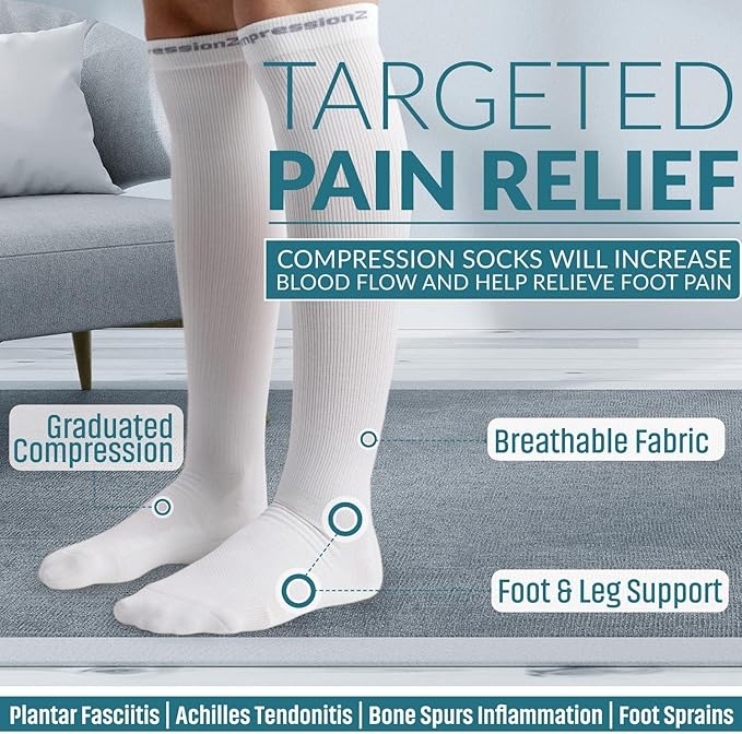 CompressionZ 30-40 mmHg Knee High Compression Socks Men & Women | Support Stockings for Travel, Nurses and Athletes