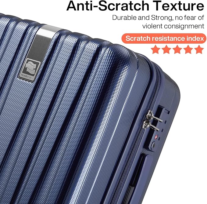 Hanke 29 Inch Luggage Suitcases With Spinner Wheels Lightweight PC hardside Rolling Suitcase With Travel Lock, Checked-Large 29-Inch(Dark Blue)