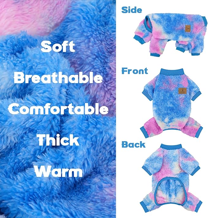XPUDAC Dog Sweater, Dog Winter Clothes for Small Medium Dogs Girl Boy Fleece Doggy Pajamas for Winter Christmas, Tie-Dye01, X-Small