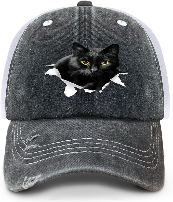 Cat Mom Proud, Cat Lover Mom Ripped Hole Paw Design hat Outdoor Cap for Grandpa