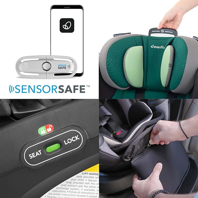Evenflo Gold Revolve360 Extend All-in-One Rotational Car Seat with Green & Gentle Fabric (Emerald Green)
