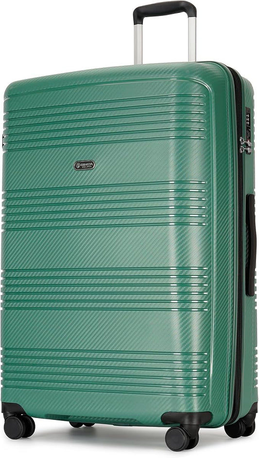 GinzaTravel 29 Inch Large Checked Luggage Expandable Hard Shell Suitcase with Spinner Wheels TSA Lock for Travel, 29inch, Green