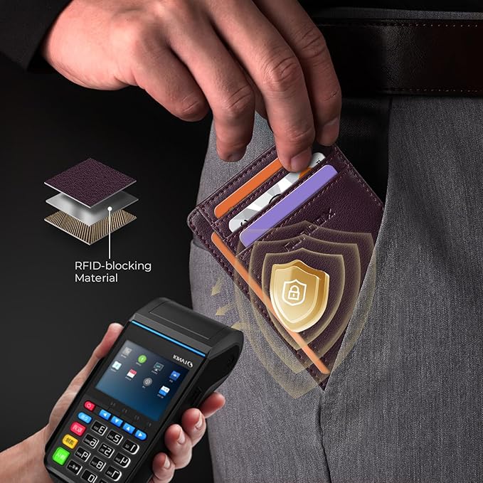RUNBOX Slim ID Cases Minimalist Front Pocket RFID Blocking Leather Wallets for Men and Women Card Holder Wallets Gifts for men