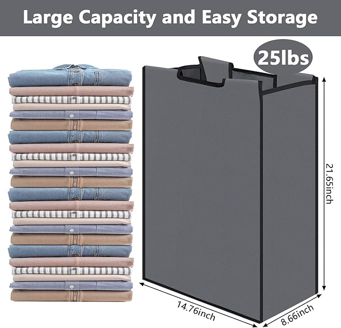 Bonuci 3 Pcs Laundry Sorter Replacement Bags Hamper Cart Removable Replacement Laundry Storage Organizer Bag Hamper Liner, No Hooks 14.76 x 8.66 x 21.65 Inch (Dark Gray)