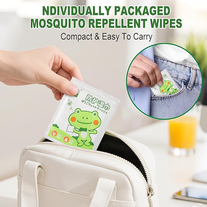 36 Pcs Mosquito Repellent Wipes - Peppermint Oil Insect Repellent Wipes Individually Wrapped, Safe & Effective Bug Insect Protection for Outdoor Activities, Natural Plant-Based, Long-Lasting