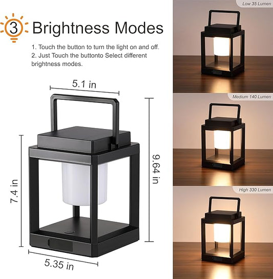 LETRY Outdoor Table Lamp, Brightness LED Nightstand Lantern, Portable Rechargeable Solar Lamp Waterproof, Touch Control Outdoor Lamps Cordless Lights Decorative for Patio/Walking/Reading/Camping