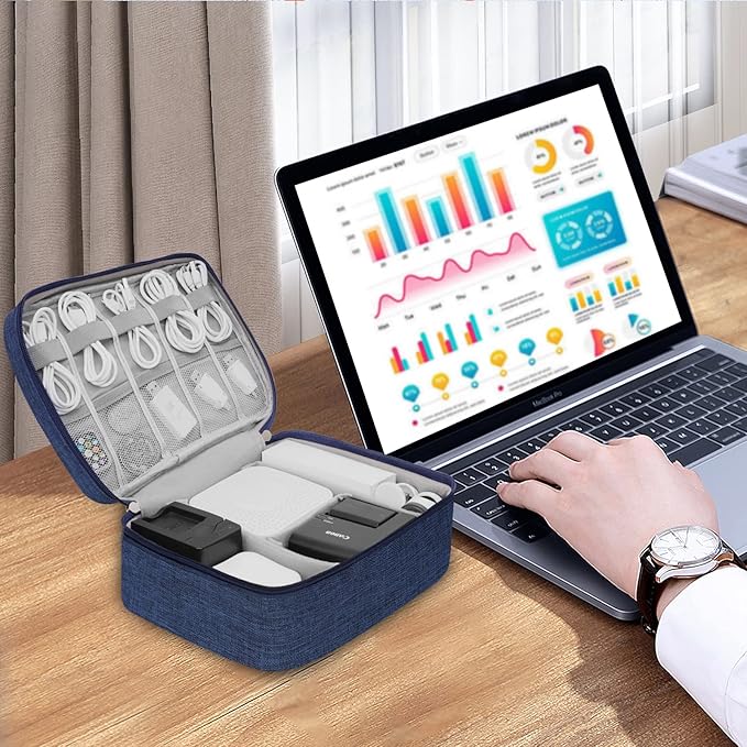 Electronic Organizer Travel Universal Cable Organizer Electronics Accessories Bag for Cable, Charger, Phone, USB, SD Card,1Pack