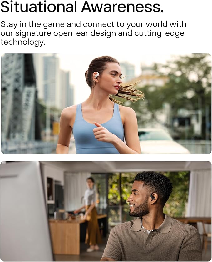 SHOKZ OpenFit 2 Open-Ear Headphones,True Wireless Bluetooth Earphones with Microphone,Earhook Earbuds with 48 Hours of Playtime,Fast Charging,IP55 Water-Resistant,with Carrying Bag,Beige,Bluetooth5.4