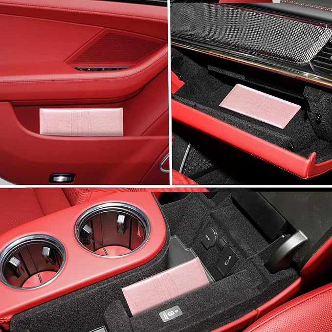 TOURSUIT Car Registration and Insurance Card Holder, Vehicle License Document Glove Box Compartment Organizer, Interior Car Accessories for Women Men Teens (Rose Gold)