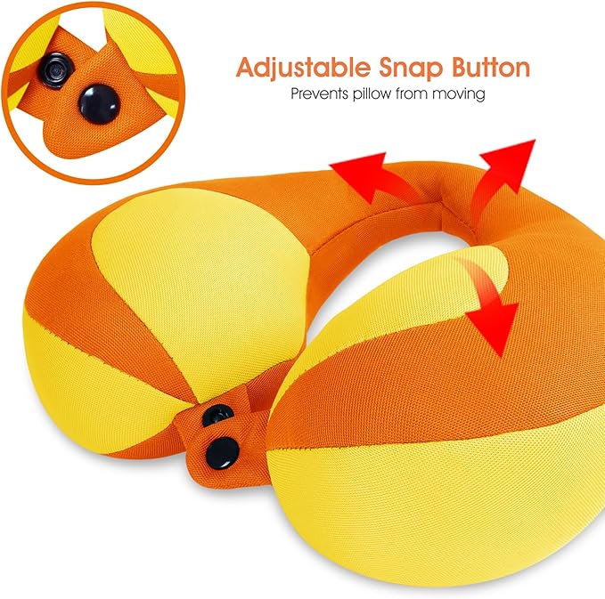 INFANZIA Kids Chin Supporting Travel Neck Pillow, Helps Support Head and Neck, Comfortably Designed for Head, Neck, and Chin Support - Gifts for Toddler/Child/Kids, Orange