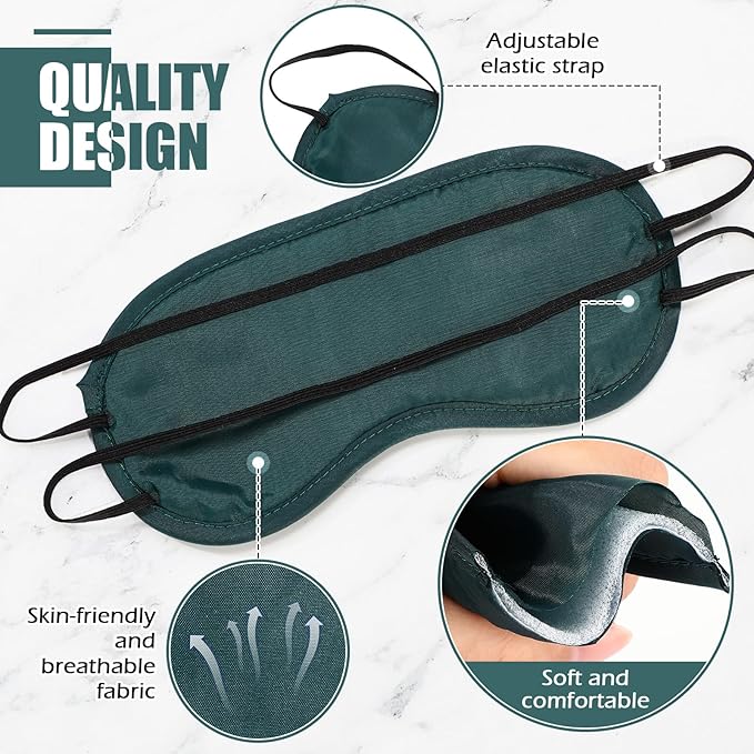 Tarpop 200 Pcs Eye Mask Sleeping Blindfold Eye Cover with Adjustable Strap for Games Party Team Building Travel Individually Wrapped Sleep Mask for Women Men (Dark Green)