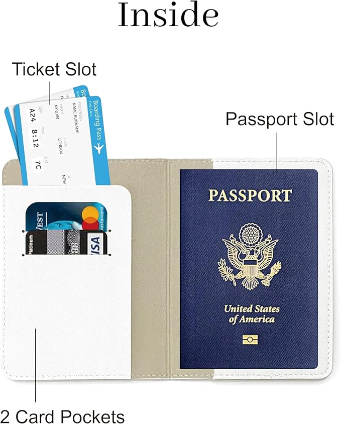PU Leather Passport Holder Covers Case, Waterproof Rfid Blocking Travel Wallet Passport Holder(Cream)