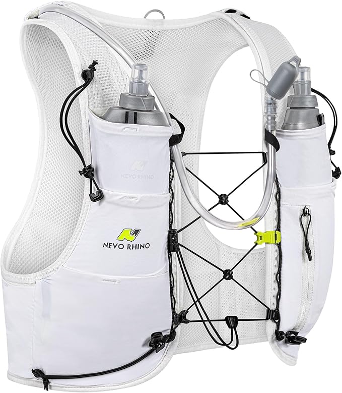 N NEVO RHINO Running Hydration Vest with 1.5L Water Bladder & Dual 500ml Soft Flask for Men Women,Adjustable Lightweight 5L Water Backpack for Hiking Trail Running Marathon Cycling