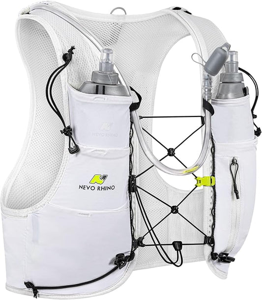 N NEVO RHINO Running Hydration Vest with 1.5L Water Bladder & Dual 500ml Soft Flask for Men Women,Adjustable Lightweight 5L Water Backpack for Hiking Trail Running Marathon Cycling
