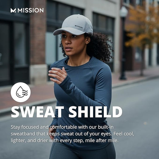 MISSION Cooling Vented Performance Hat Unisex One Size Cap for Workouts, Golf & Running, Sweat & Water Activated Technology