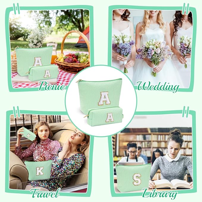 YOOLIFE Initial Makeup Bag for Girls - Skin Care for Teens 10-12 | Christmas & Birthday Gifts for Girls 3-13 | Trendy Stuff