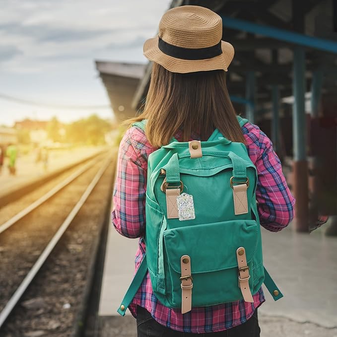 Colorful Vintage Watercolor Wildflower 3 PCS PU Leather Luggage Tags for Suitcase, Luggage Tag with Privacy Flap, Name ID Label and Metal Loop for Women Men Baggage Handbag School Bag Backpack