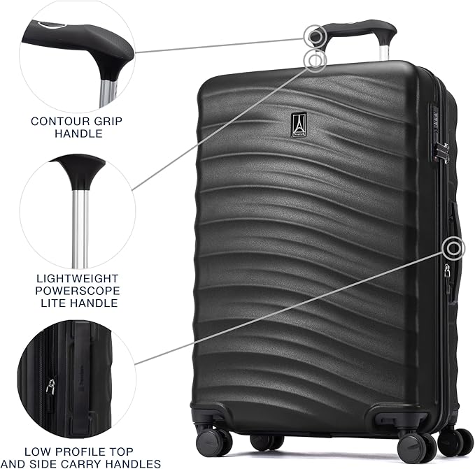 Travelpro Maxlite Air V2 Hardside Expandable Checked Luggage, 8 Spinner Wheels, Lightweight Hard Shell Suitcase, TSA lock, Black, Checked Medium 25-Inch