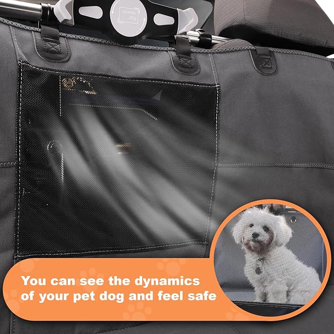 Furri&Me Dog Car Seat Cover, Back Seat Cover for Dogs Pet Car Seat Protector 400lbs Capacity Waterproof Non-Slip Bench Hard Bottom Car Seat Cover for Most Cars Trucks SUVs(Gray)