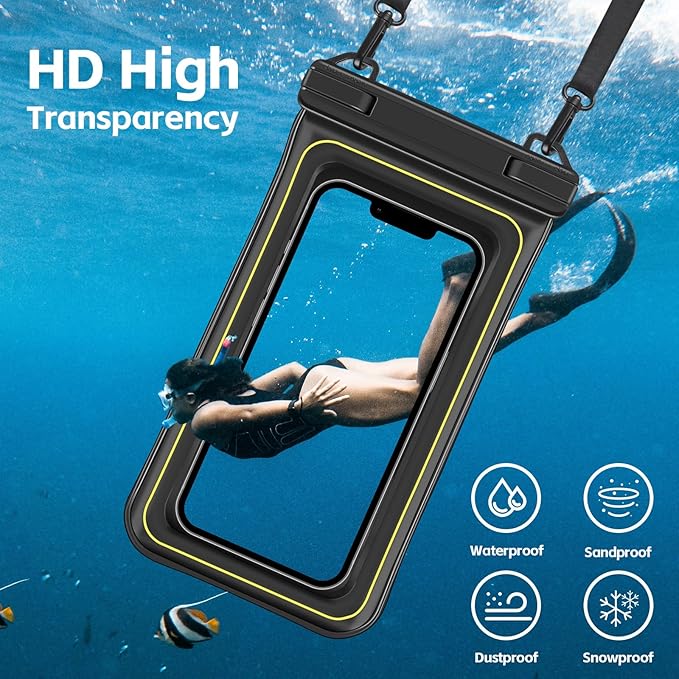 Waterproof Phone Pouch - IP68 Floating Waterproof Phone Case [Beach Cruise Essentials], Cellphone Dry Bag for 15/14/13/12/11 Pro Max Plus Up to 6.8'' Black