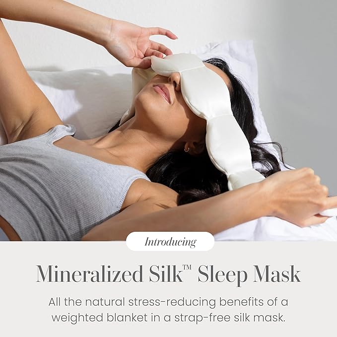 Nodpod Mineralized Silk Gentle Pressure Sleep Mask - Strap-Free, Light-Blocking Design for Sleep, Travel & Relaxation - Weighted Eye Pillow, Machine Washable (Pearl)