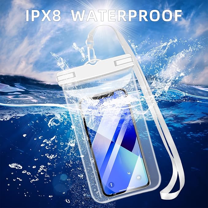Waterproof Phone Pouch[2Pack], 7.2" Waterproof Dry Bag Clear Waterproof Phone Bag Case Portable Compatible for iPhone16 15 14 13 12 Pro Max Plus XS XR Galaxy S24 S23