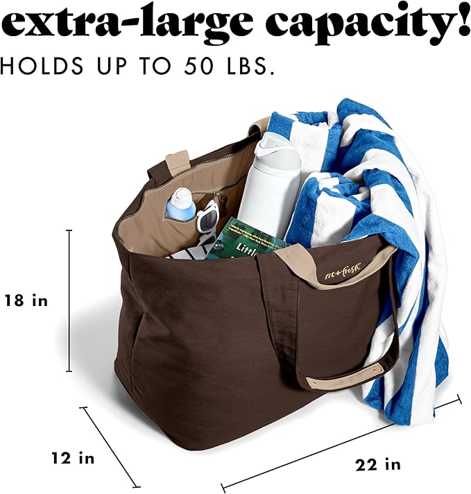 Fit & Fresh Large Beach Bag for Women - Extra Large Travel Tote With Pockets