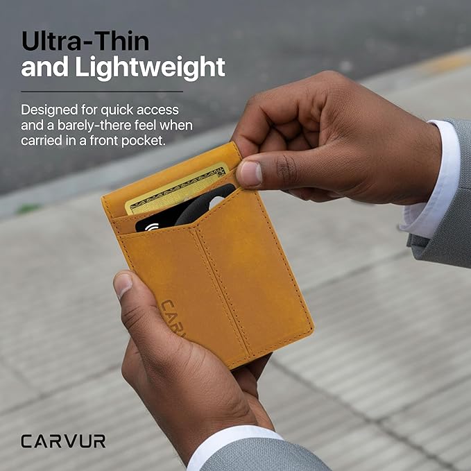 Slim Bifold RFID Blocking Full Grain Genuine Leather Front Pocket Minimalist Thin Wallet with Money Clip for Men - (SB20)