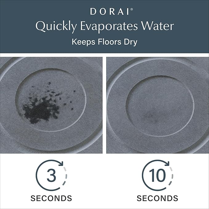 Dorai Home Stone Drying Mat for Dog Bowls – Absorbent Quick-Drying Pet Feeding Mat with Diatomaceous Earth, Non-Slip Base, and Water Gutter – Stone Mat for Dog Food and Water – (23.6" x 15.4")