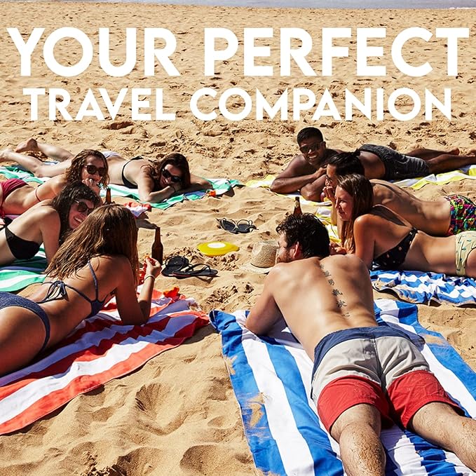 Dock & Bay Beach Towel - Quick Dry, Sand Free - Compact, Lightweight - 100% Recycled - Includes Bag - Cabana - Whitsunday Blue - Large (160x90cm, 63x35)